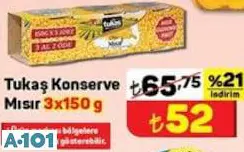 TUKAŞ KONSERVE MISIR 3X150 G